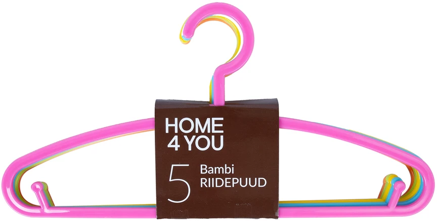 Home4You Vaikiškų drabužių pakaba BAMBI, 5 vnt. rinkinyje, maišytas plastikas