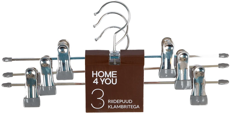 Home4You Audinių pakabos, 3 vnt. metalinės, su spaustukais, pilkos