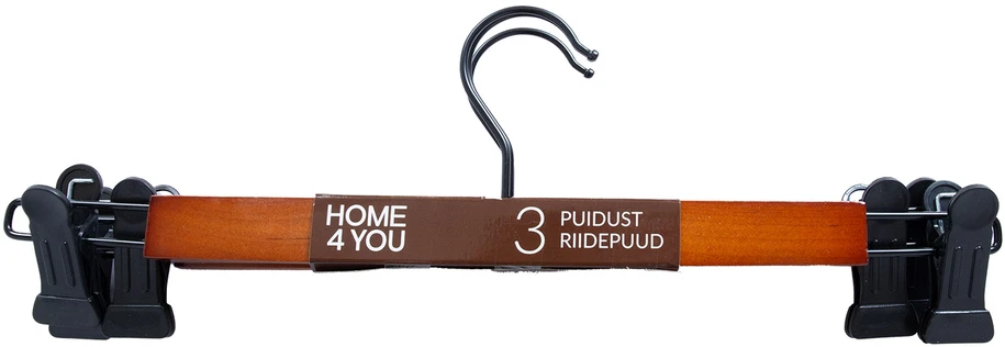 Home4You Drabužių pakaba sijonams, 3 vnt. rinkinyje, tamsi mediena