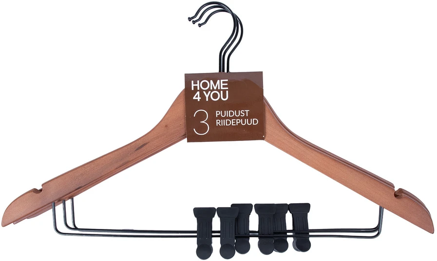 Home4You DRABUŽIŲ KABYKLA medinė +metaliniai laikikliai 3vnt/kompl