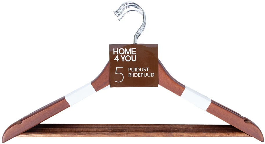 Home4You Medžiaginės pakabos 5 vnt., rudos spalvos