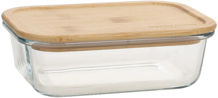 Home4You Bamboo Dubuo BOXY 17x12,6xH5,3cm 640ml, stiklinis, bambukas