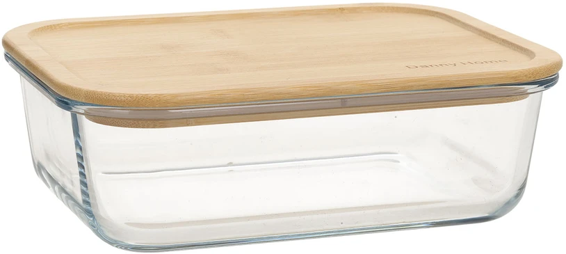 Home4You Bamboo Dubuo BOXY 22x16,4xH6,7cm 1500ml, stiklinis, bambukinis