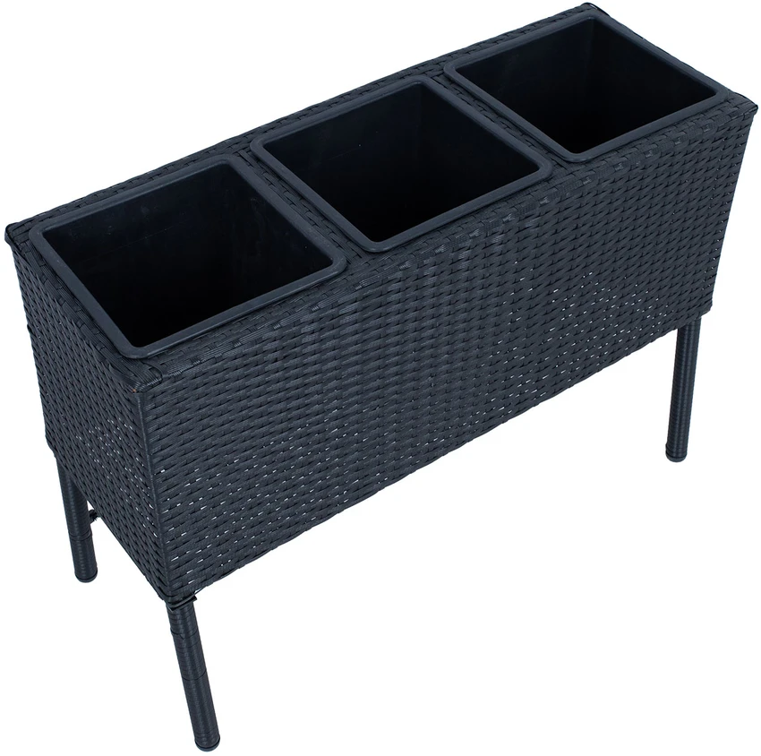 Home4You Gėlių dėžutė WICKER 78x33xH54cm, juoda