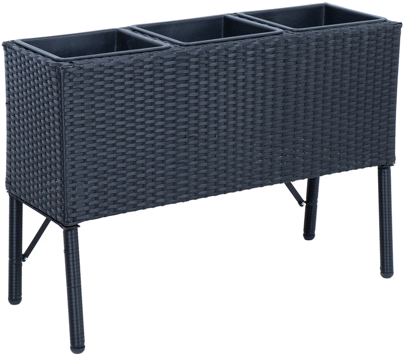 Home4You Gėlių dėžutė WICKER 78x33xH54cm, juoda