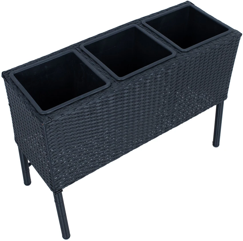 Home4You Gėlių dėžutė WICKER 78x33xH54cm, juoda