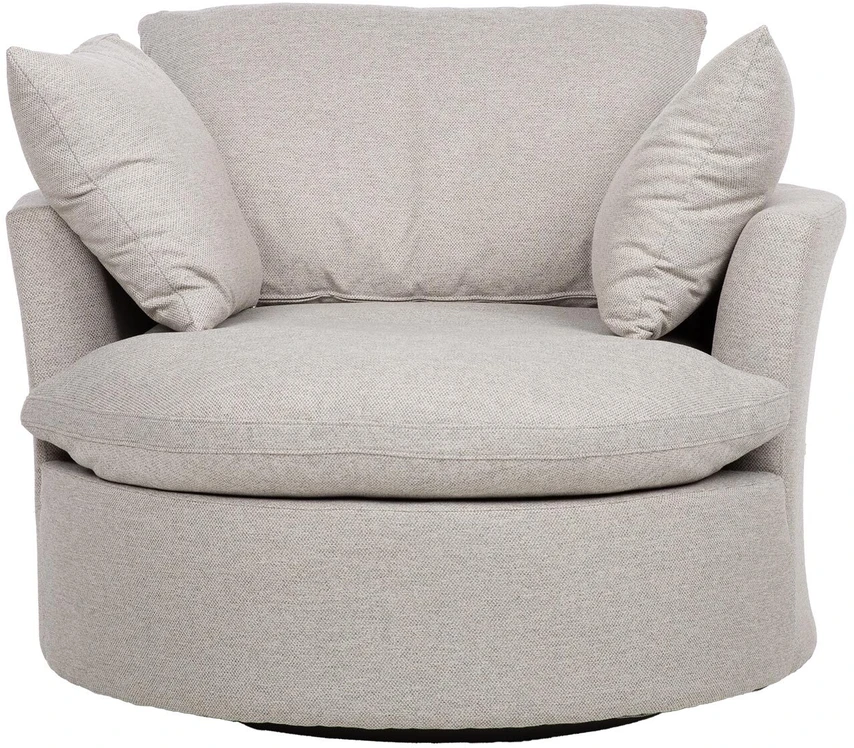 Home4You Fotelis FLUFFY, besisukantis, 110x105x65/86 cm, šviesiai pilkas