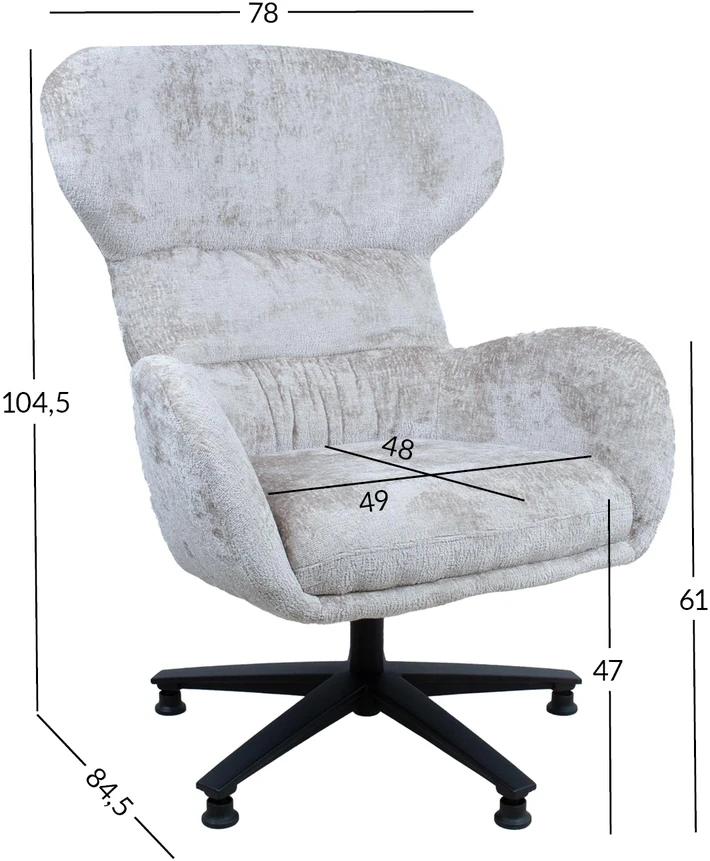 Home4You CREAM Fotelis KAROLINA kreminis baltas