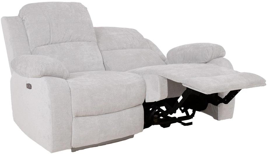 Home4You Dvivietė atlošiama sofa FELICIA su elektriniu mechanizmu, natūrali balta