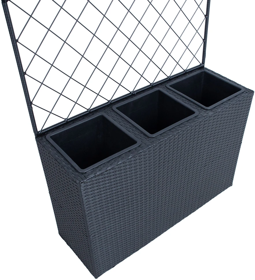 Home4You Gėlių dėžutė WICKER su grotelėmis 83x29xH55/146cm, juoda