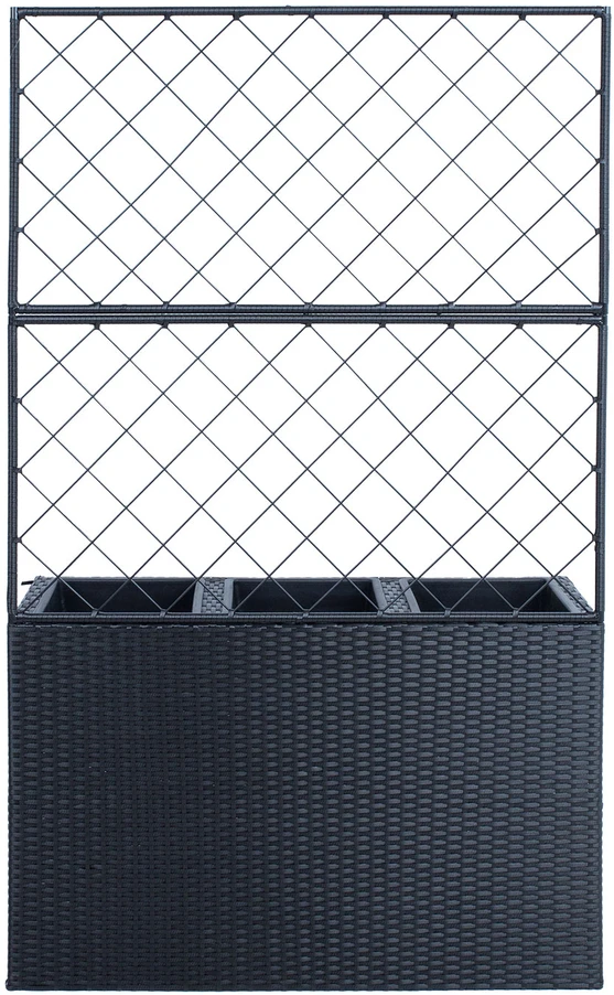 Home4You Gėlių dėžutė WICKER su grotelėmis 83x29xH55/146cm, juoda
