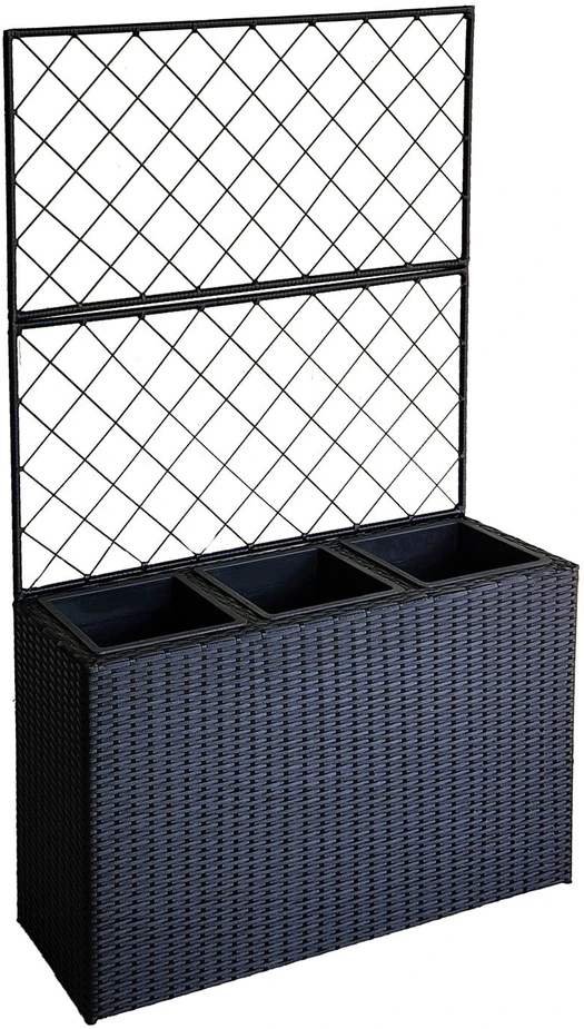 Home4You Gėlių dėžutė WICKER su grotelėmis 83x29xH55/146cm, juoda