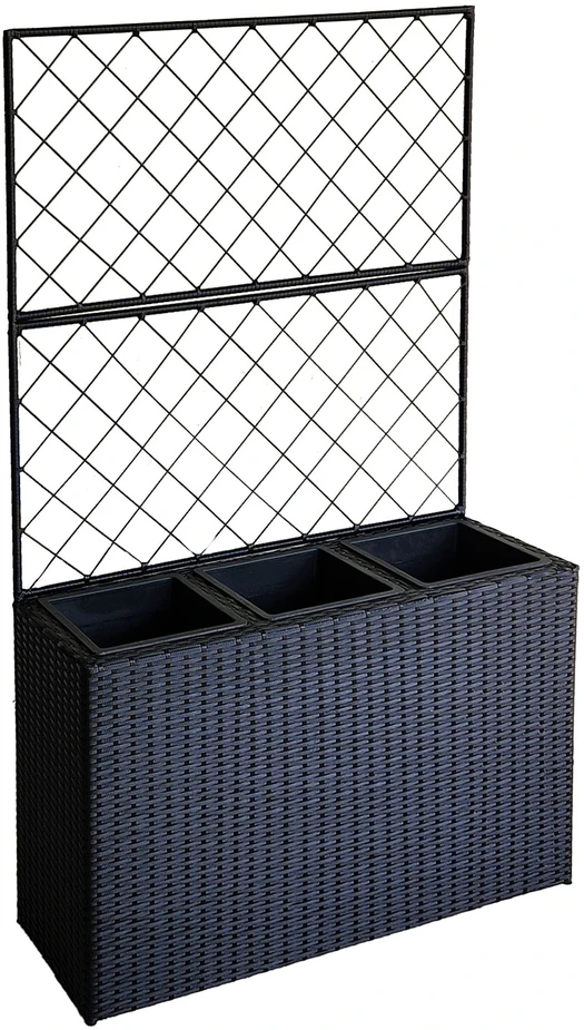 Home4You Gėlių dėžutė WICKER su grotelėmis 83x29xH55/146cm, juoda