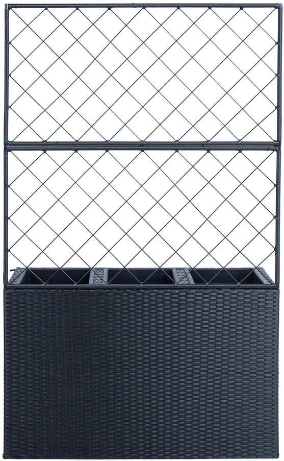 Home4You Gėlių dėžutė WICKER su grotelėmis 83x29xH55/146cm, juoda