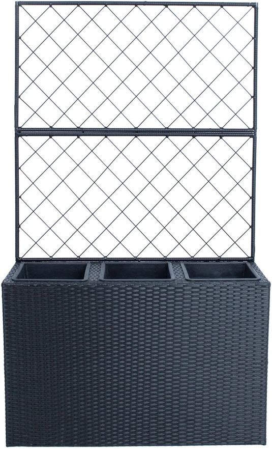 Home4You Gėlių dėžutė WICKER su grotelėmis 83x29xH55/146cm, juoda