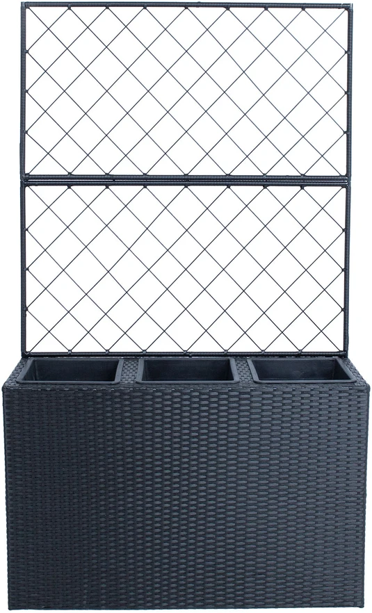 Home4You Gėlių dėžutė WICKER su grotelėmis 83x29xH55/146cm, juoda