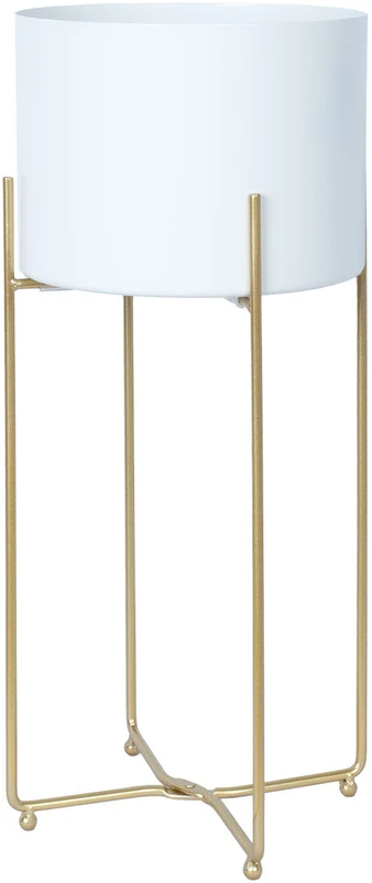 Home4You Gėlių stovas DEIA Baltas L 24,5×23,5xH57cm, baltos/auksinės spalvos