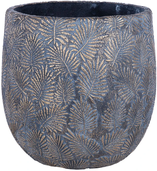 Home4You Gėlių vazonas „SUNNY CEDAR“, D34 x H33 cm, tamsiai pilkos ir auksinės spalvos