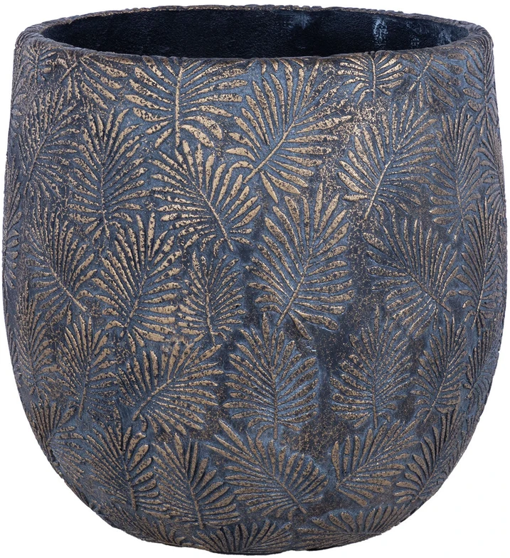 Home4You Gėlių vazonas „SUNNY CEDAR“, D43 x H41 cm, tamsiai pilkos ir auksinės spalvos