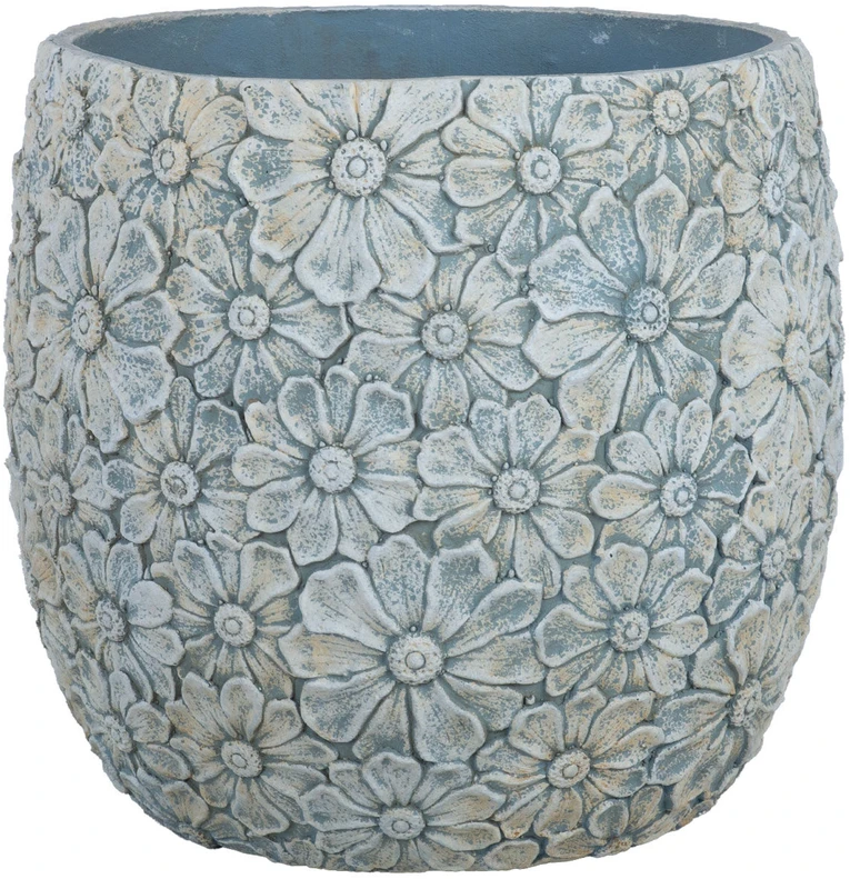 Home4You Gėlių vazonas „SUNNY DAISY“, D44,5 x H41 cm, baltas/pilkas