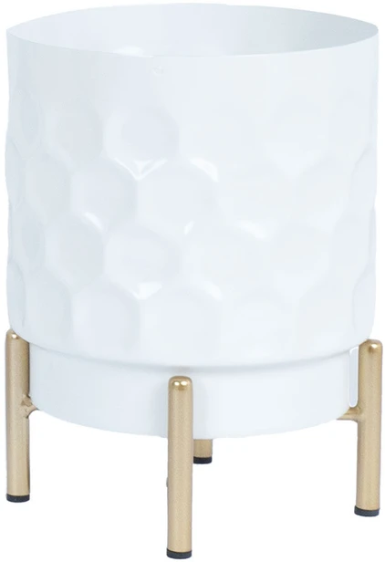 Home4You Gėlių vazonas DEIA D15xH20cm, baltos/auksinės spalvos