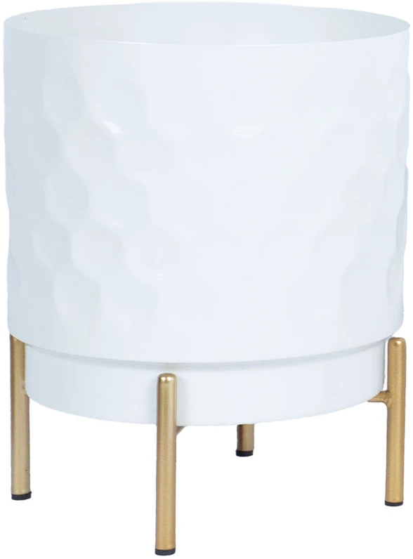 Home4You Gėlių vazonas DEIA D21xH26cm, baltos/auksinės spalvos