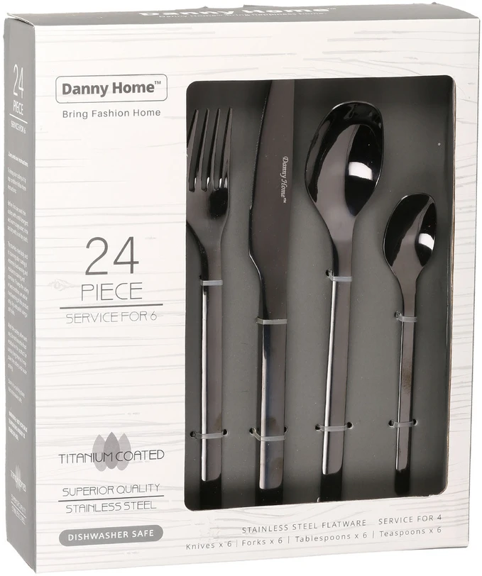 Home4You Stalo įrankiai DUNE 24vnt, juodi