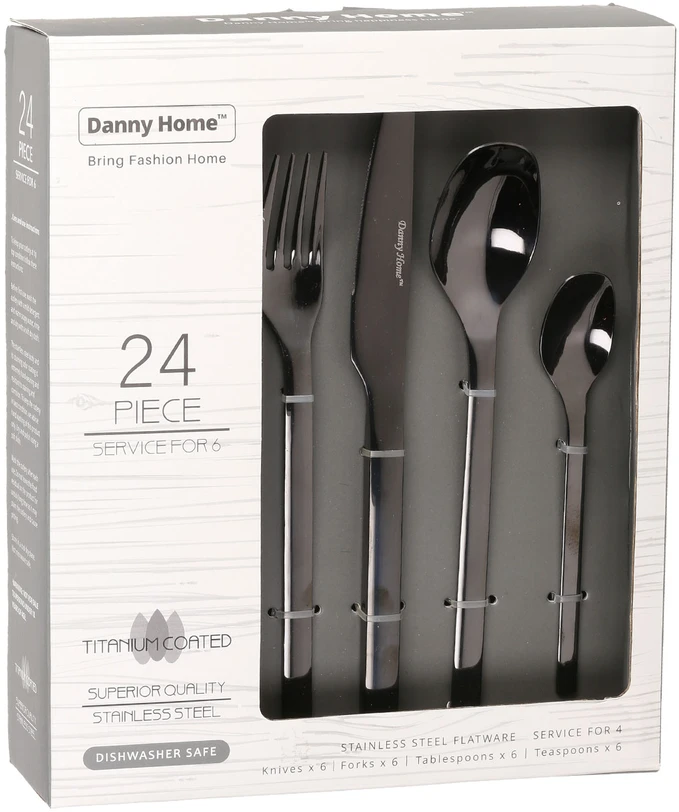 Home4You Stalo įrankiai DUNE 24vnt, juodi