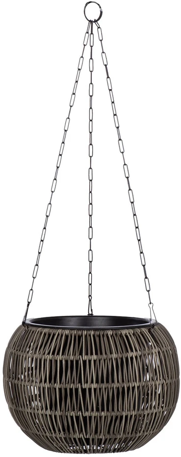 Home4You Pakabinamas vazonas WICKER D32xH22cm, pilkas