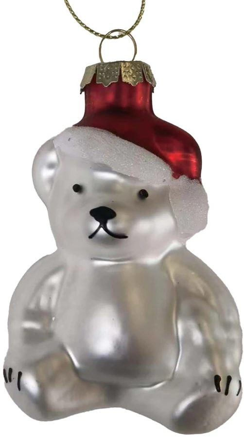 Home4You Kalėdinis papuošalas JOY BEAR 8cm, stiklas
