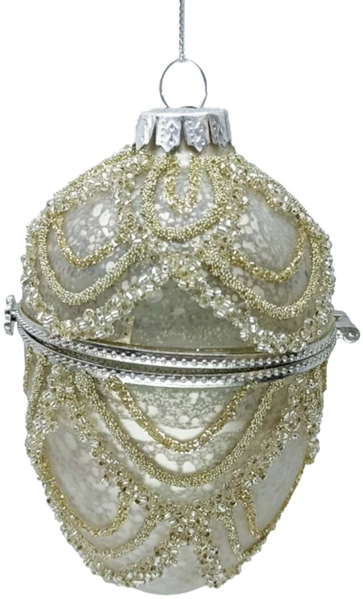 Home4You Kalėdinis papuošalas JOY EGG CHAMPAGNE 9,5 cm, stiklas