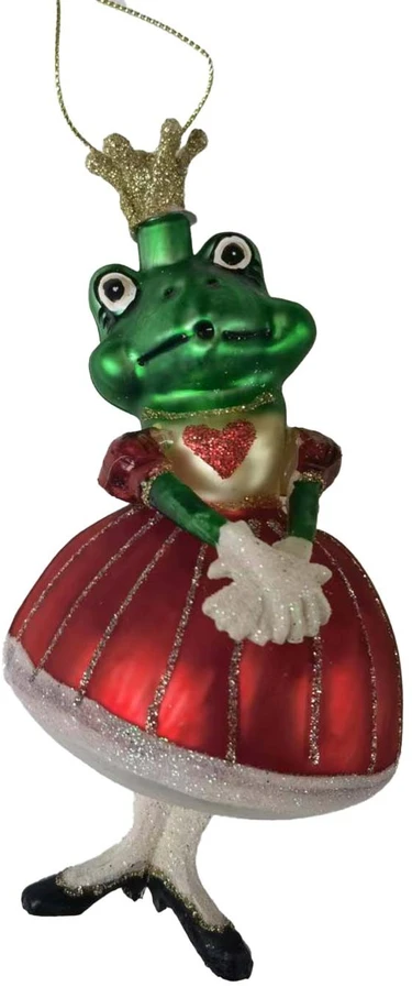 Home4You Kalėdinis papuošalas JOY FROG QUEEN 14cm, stiklas