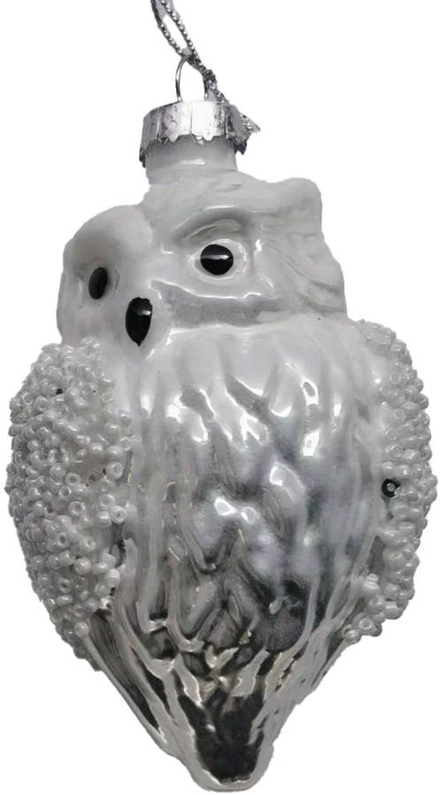 Home4You Kalėdinis papuošalas JOY OWLY 10,5 cm, stiklas
