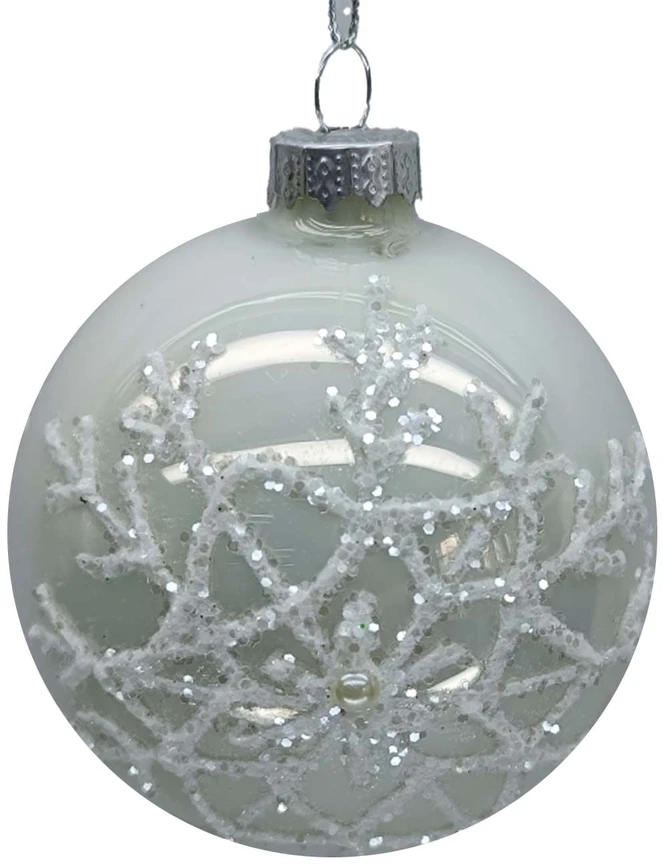 Home4You Kalėdinis papuošalas JOY SNOWFLAKE D8cm, stiklas