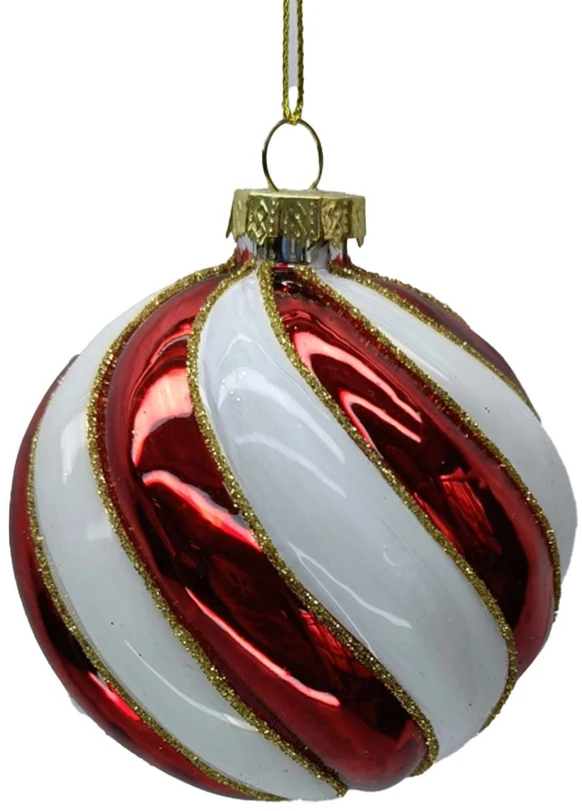 Home4You Kalėdinis papuošalas JOY XMAS Raudonas D8cm, stiklas