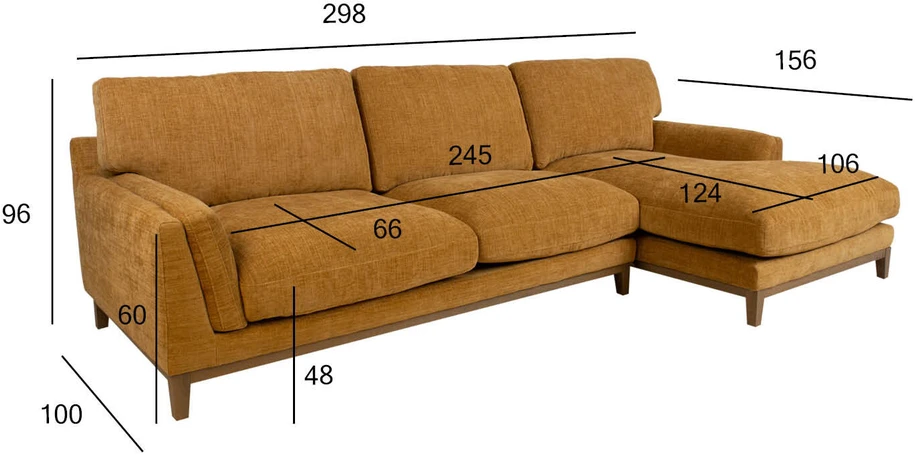 Kampinė sofa BASIL dešinioji kampinė, oranžinė