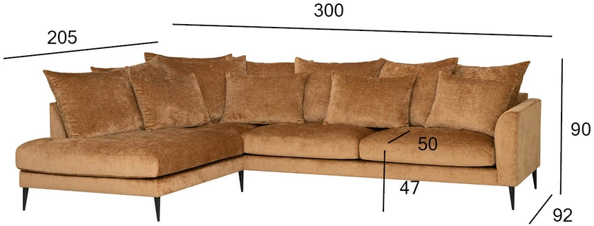 Home4You Kampinė sofa LARTES kairiojo kampo, ruda