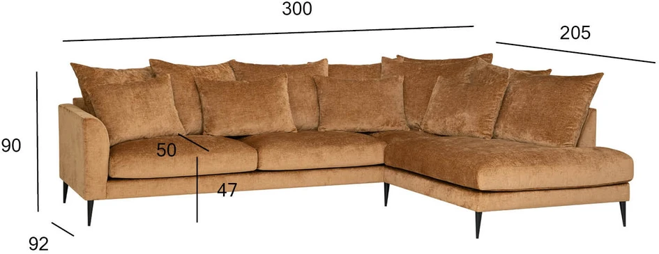 Home4You Kampinė sofa LARTES dešinioji kampinė, ruda