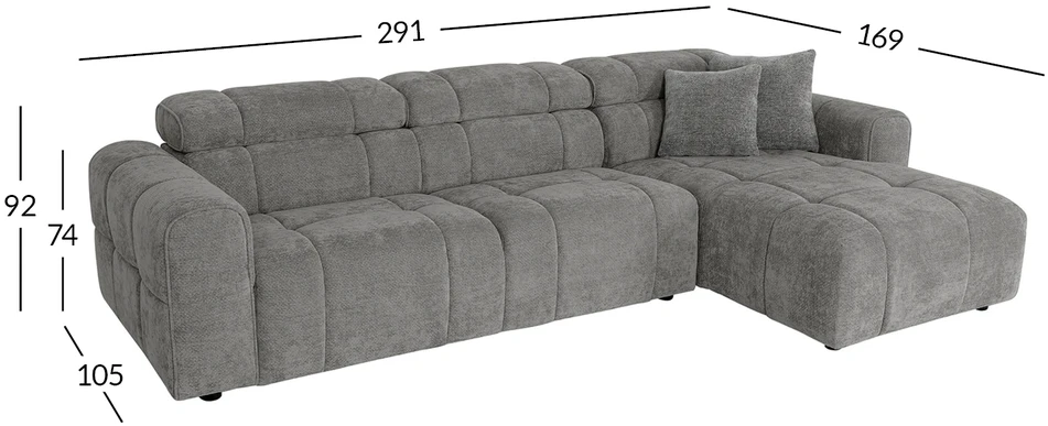 Home4You Kampinė sofa BELISMA RC Pilka