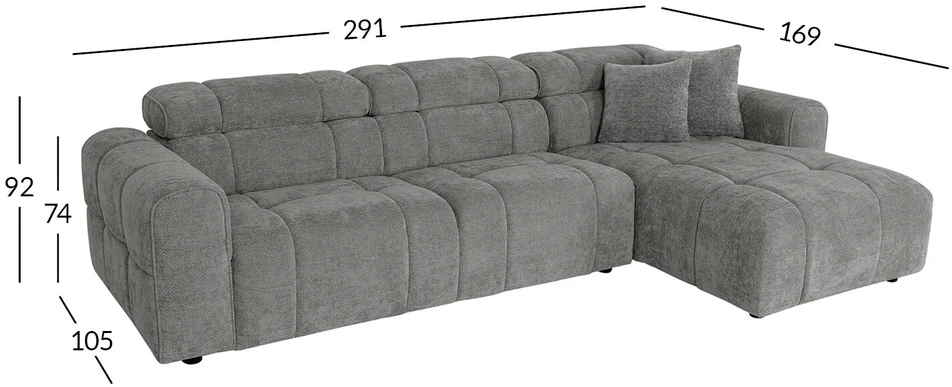 Home4You Kampinė sofa BELISMA RC Pilka