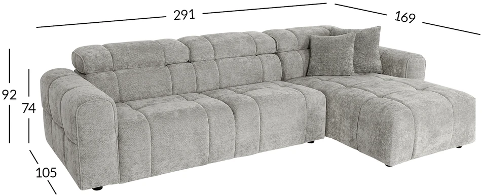 Home4You Kampinė sofa BELISMA RC Pilka