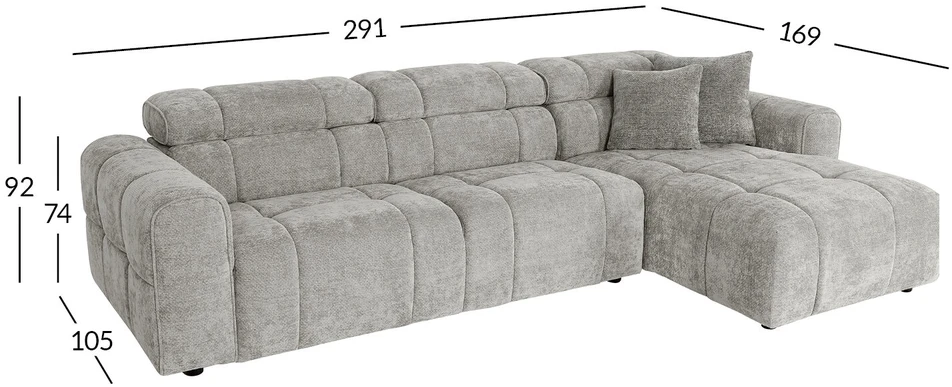 Home4You Kampinė sofa BELISMA RC Pilka