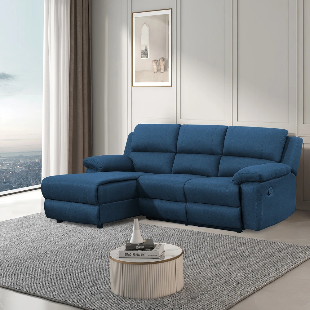 Home4You Kampinė sofa BERIT LC, tamsiai mėlyna