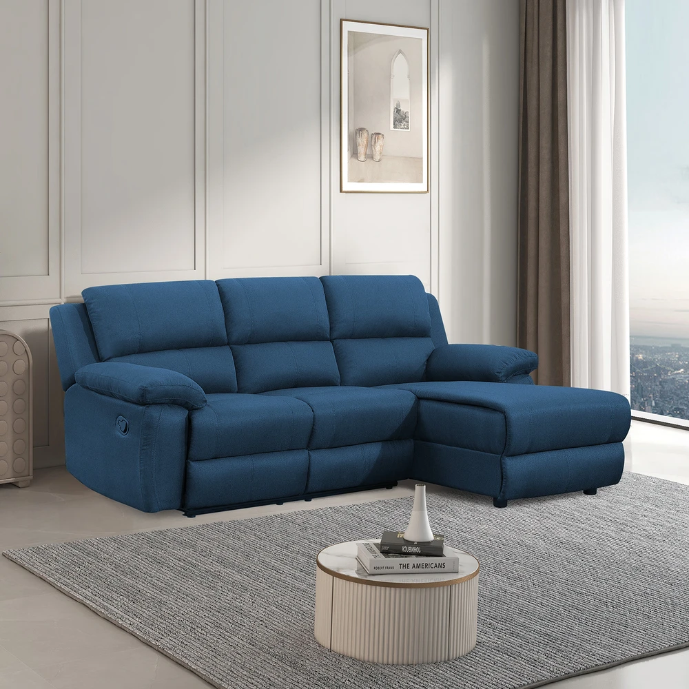 Home4You Kampinė sofa BERIT RC, tamsiai mėlyna