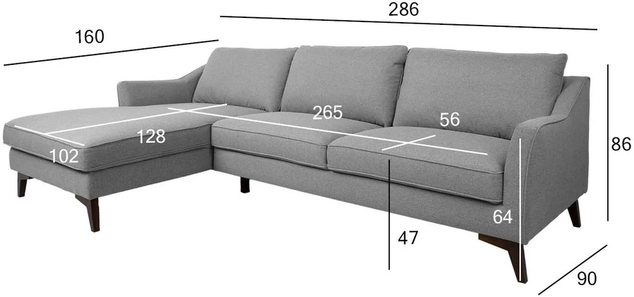 Home4You Kampinė sofa BIRGIT KK, pilka
