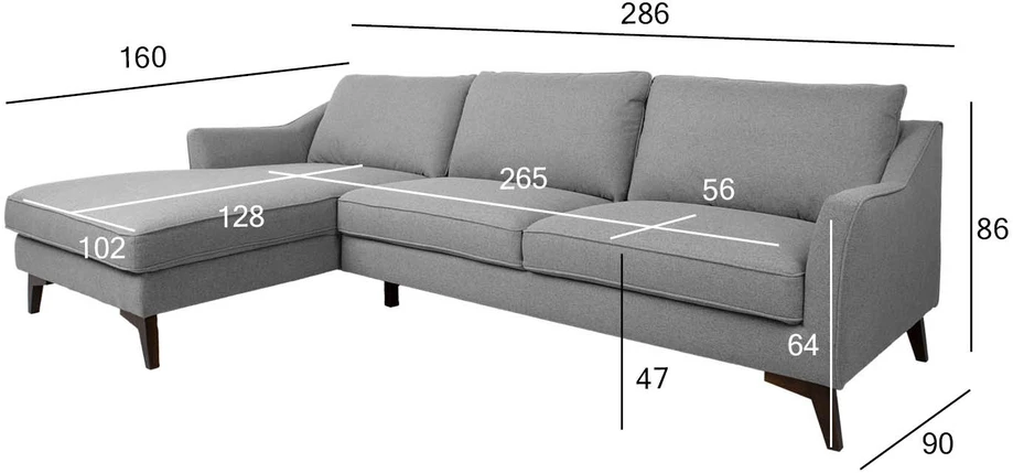 Home4You Kampinė sofa BIRGIT KK, pilka