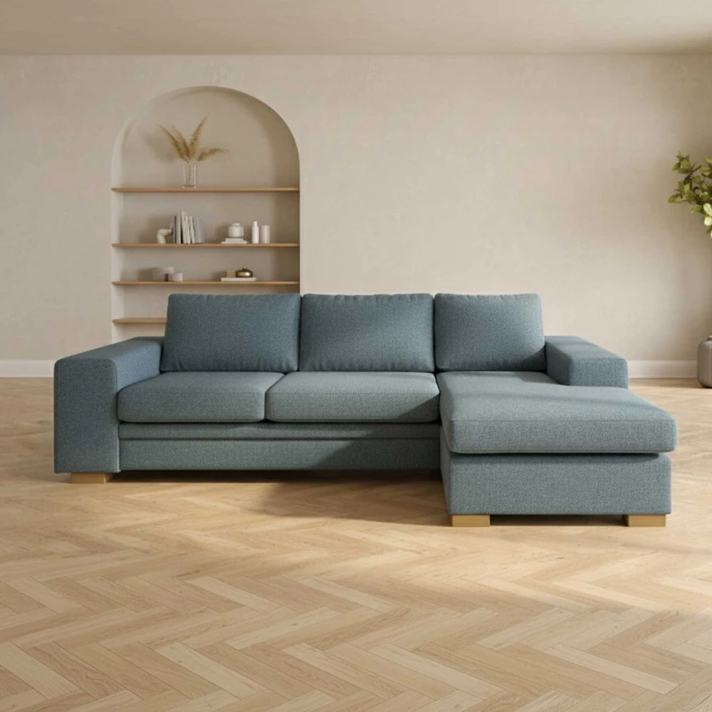 Home4You Kampinė sofa DAGMAR šviesiai mėlyna