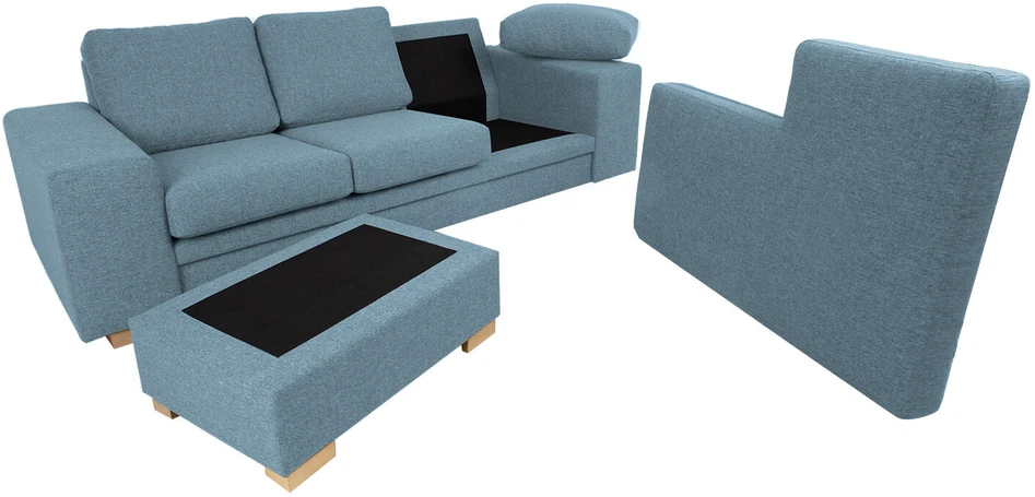 Home4You Kampinė sofa DAGMAR šviesiai mėlyna