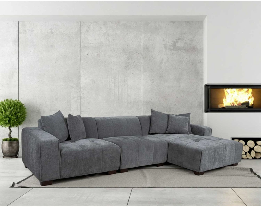 Home4You Kampinė sofa DAHLIA RC, pilka