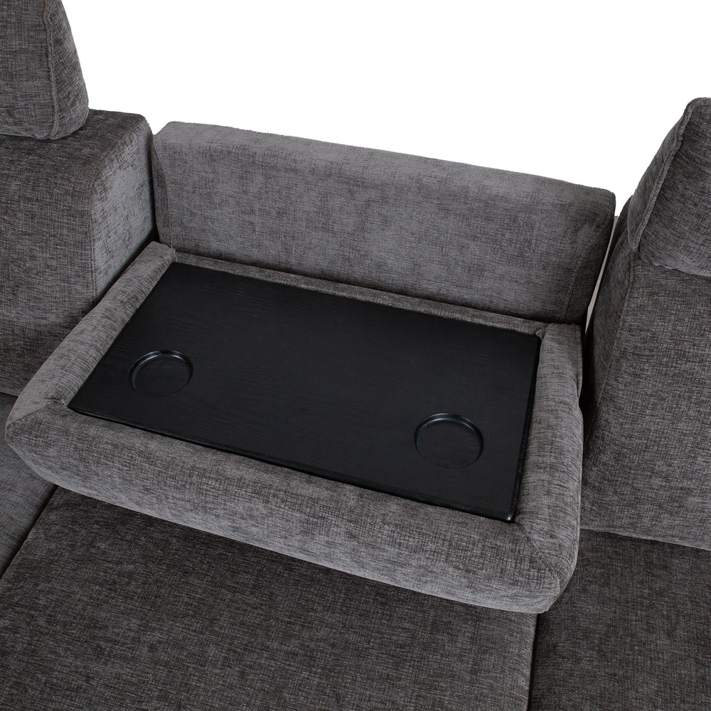 Home4You Kampinė sofa DAYTON LC, elektrinis atlošas, tamsiai pilka